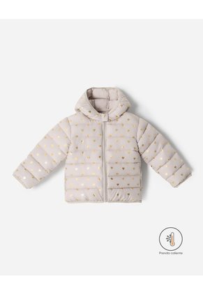 Chaqueta Regular Acolchada Estampado Niña Beige