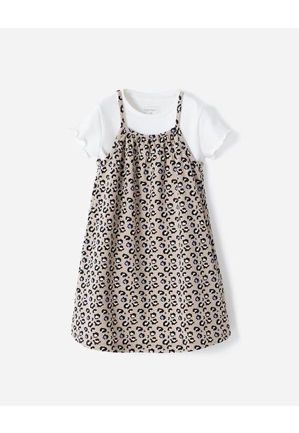 Conjunto Camiseta + Vestido Niña Beige