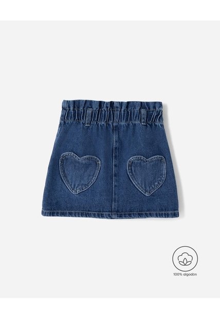 Falda Denim Tiro Medio índigo Niña Azul Oscuro