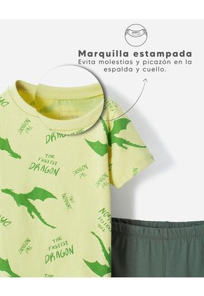 Pijama Camiseta + Pantalón Algodón Niño Verde