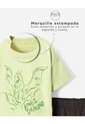 Conjunto Camiseta + Bermuda Algodón Niño Verde