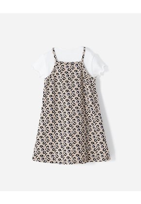 Conjunto Camiseta + Vestido Niña Beige