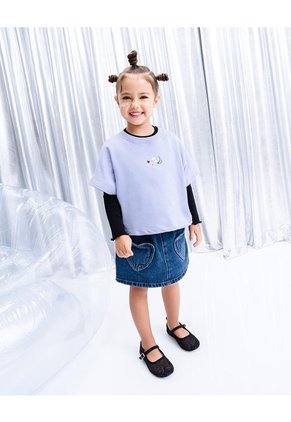 Falda Denim Tiro Medio índigo Niña Azul Oscuro