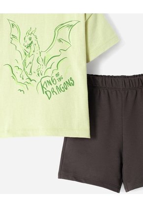 Conjunto Camiseta + Bermuda Algodón Niño Verde
