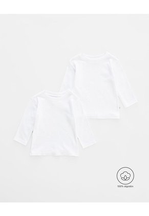 Camibuso Algodón X2unds Blanca Bebé Unisex Blanco