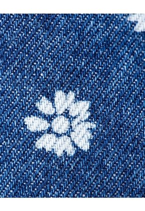 Camisa Regular Manga Larga Denim Estampada Niña Azul