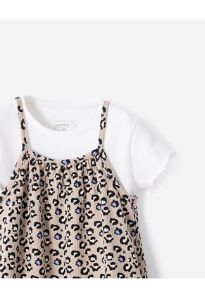 Conjunto Camiseta + Vestido Niña Beige