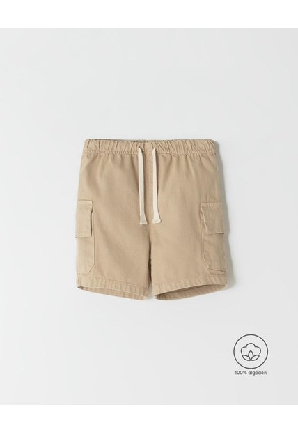 Bermuda Cargo Denim Algodón Beige Niño Beige