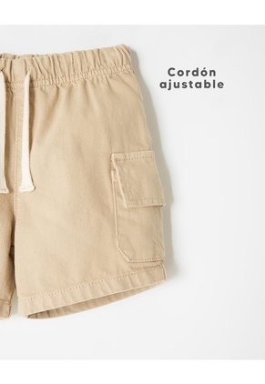 Bermuda Cargo Denim Algodón Beige Niño Beige