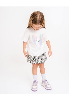 Falda Short Denim Algodón Niña Beige