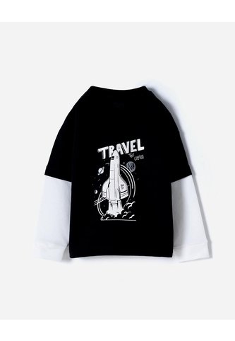 Camibuso Oversize Estampado Niño Negro BABY FRESH