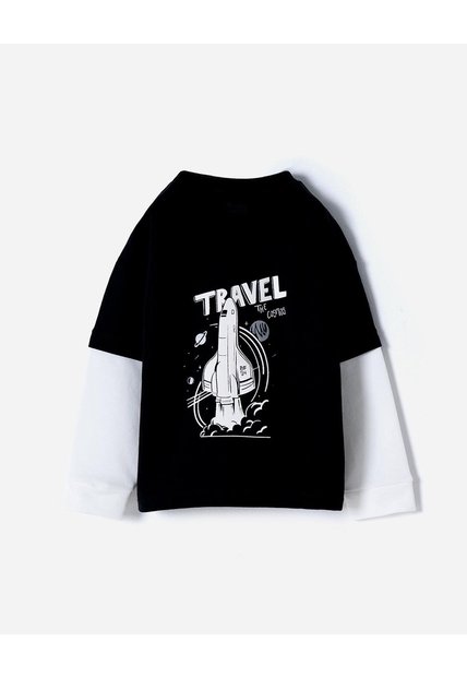 Camibuso Oversize Estampado Niño Negro