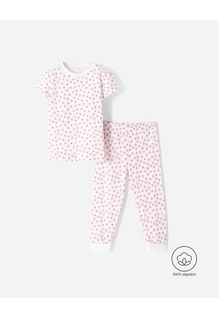 Pijama Camiseta + Pantalón Algodón Estampada Niña Beige