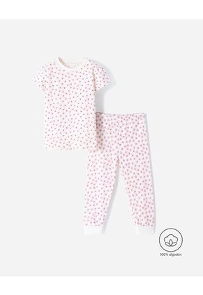 Pijama Camiseta + Pantalón Algodón Estampada Niña Beige