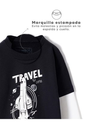 Camibuso Oversize Estampado Niño Negro