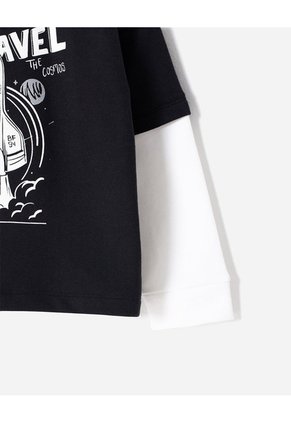 Camibuso Oversize Estampado Niño Negro