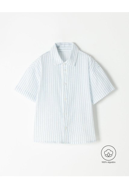 Camisa Manga Corta Regular Algodón Rayas Niño Multicolor