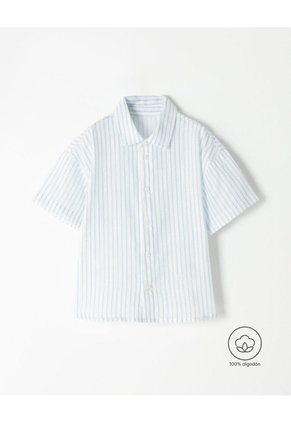 Camisa Manga Corta Regular Algodón Rayas Niño Multicolor
