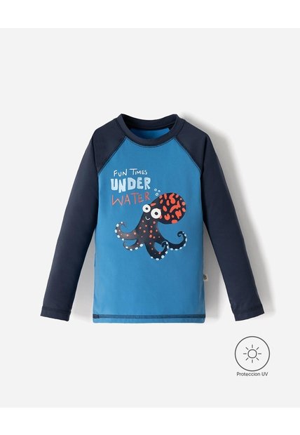 Camibuso Regular Protección UV Estampado Niño Azul
