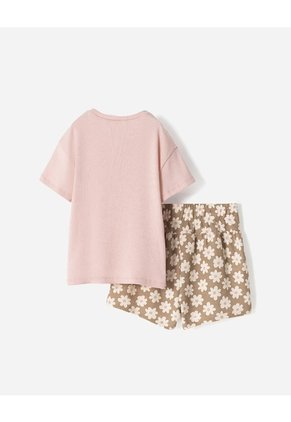 Conjunto Camiseta + Short Niña Beige