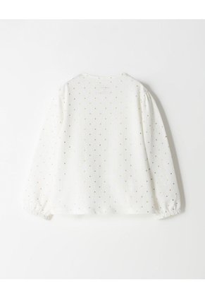 Camisa Manga Larga Regular Blanca Brillos Niña Blanco