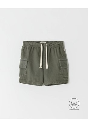 Bermuda Cargo Denim Algodón Verde Niño Verde