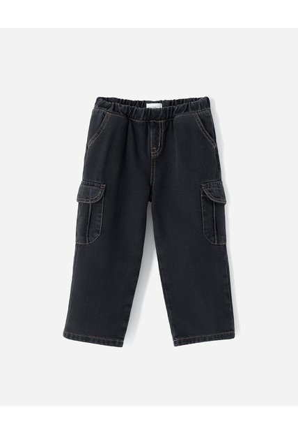 Jean Cargo Negro Niño Azul