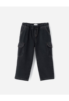 Jean Cargo Negro Niño Azul