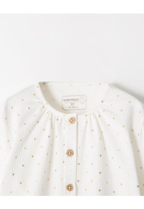 Camisa Manga Larga Regular Blanca Brillos Niña Blanco
