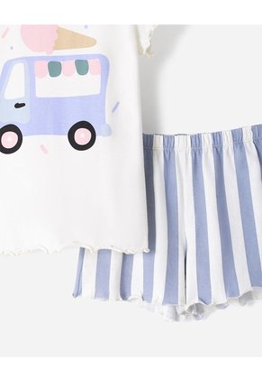 Pijama Camiseta + Short Niña Beige
