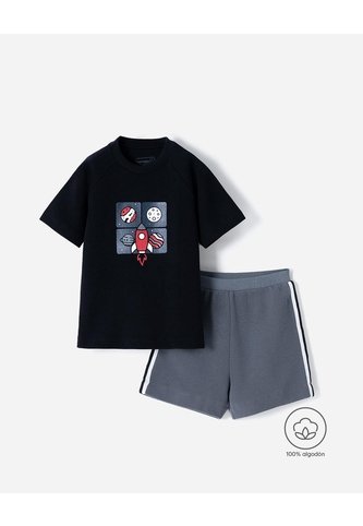 Conjunto Camiseta + Bermuda Algodón Niño Negro BABY FRESH