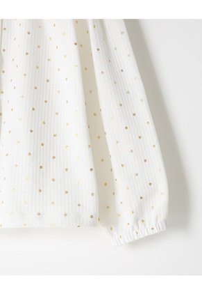 Camisa Manga Larga Regular Blanca Brillos Niña Blanco