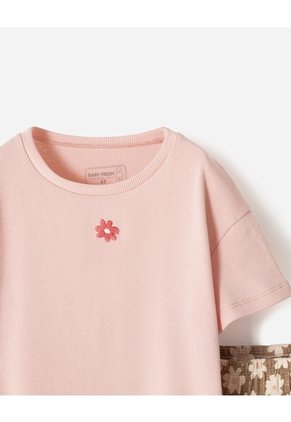 Conjunto Camiseta + Short Niña Beige