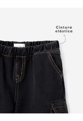 Jean Cargo Negro Niño Azul