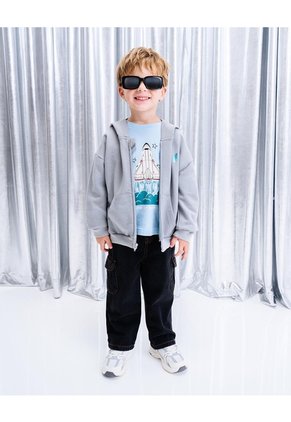 Jean Cargo Negro Niño Azul
