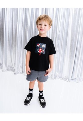 Conjunto Camiseta + Bermuda Algodón Niño Negro