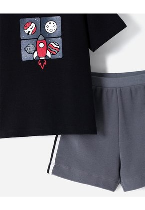 Conjunto Camiseta + Bermuda Algodón Niño Negro