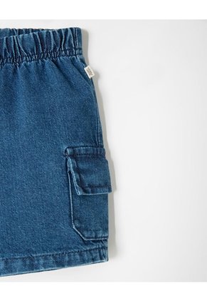 Bermuda Cargo Denim Algodón índigo Oscuro Niño Azul Oscuro