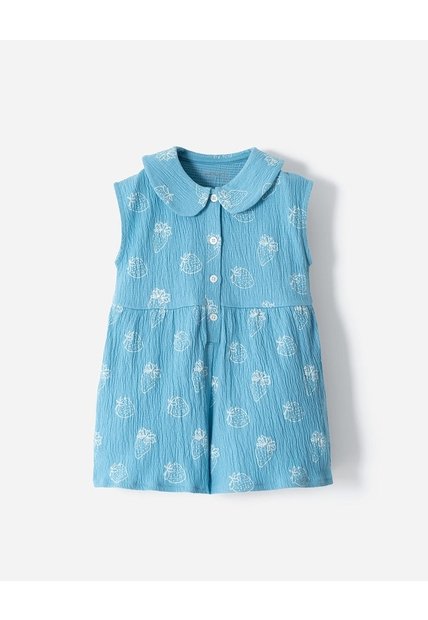 Enterizo Corto Regular Estampado Niña Azul