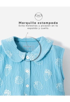 Enterizo Corto Regular Estampado Niña Azul