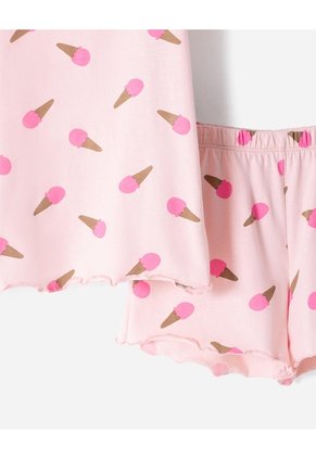 Pijama Camiseta + Short Niña Rosa