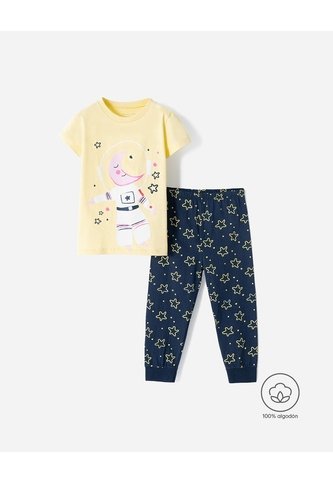 Pijama Camiseta + Pantalón Algodón Niña Amarillo BABY FRESH