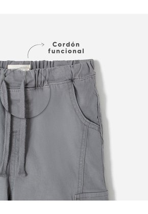 Pantalón Tipo Cargo Drill Gris Niño Gris