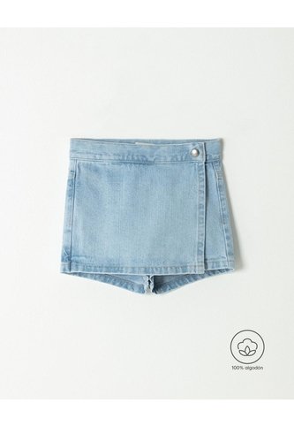 Falda Short Denim Algodón índigo Claro Niña Azul Oscuro BABY FRESH