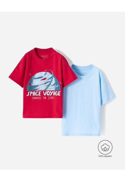 Camiseta Regular Algodón X2unds Surtida Niño Multicolor