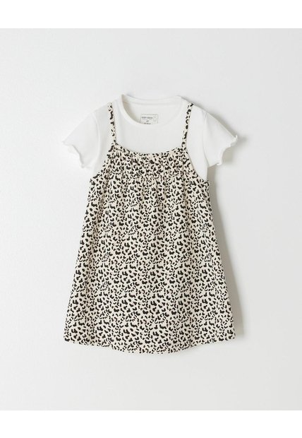 Conjunto Camiseta + Vestido Niña Beige