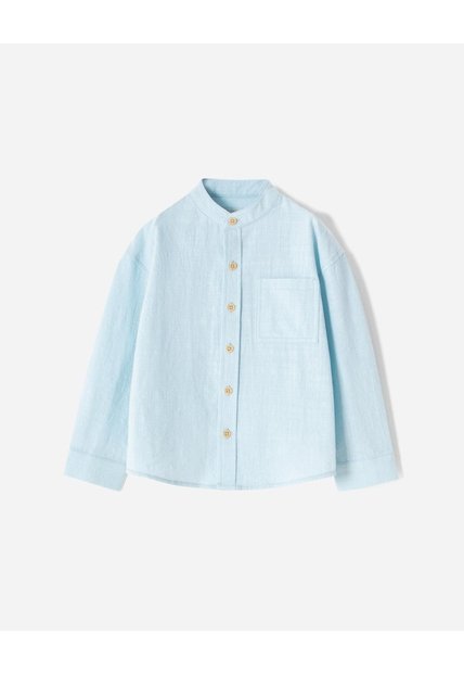 Camisa Manga Larga Algodón Azul Niño Azul