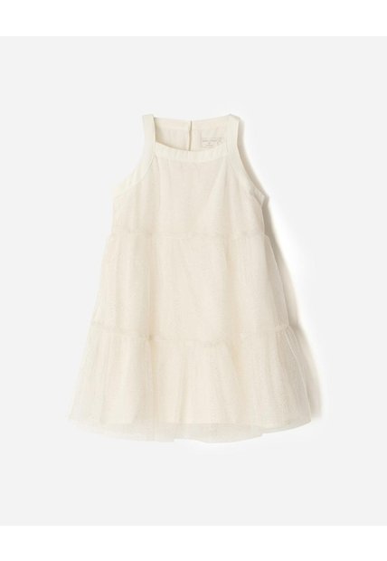 Vestido Midi Tull Capas Blanco Niña Blanco