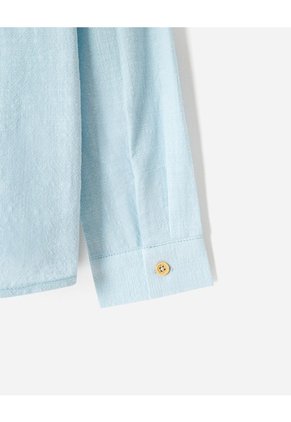 Camisa Manga Larga Algodón Azul Niño Azul