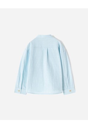 Camisa Manga Larga Algodón Azul Niño Azul